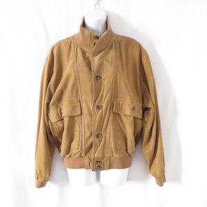 Vintage Banana Republic Safari Leather Bomber Oversized Jacket Size XS Pockets